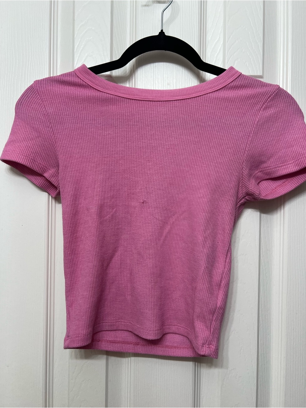 American Eagle Outfitters Pink Ribbed Short Sleeve Tee